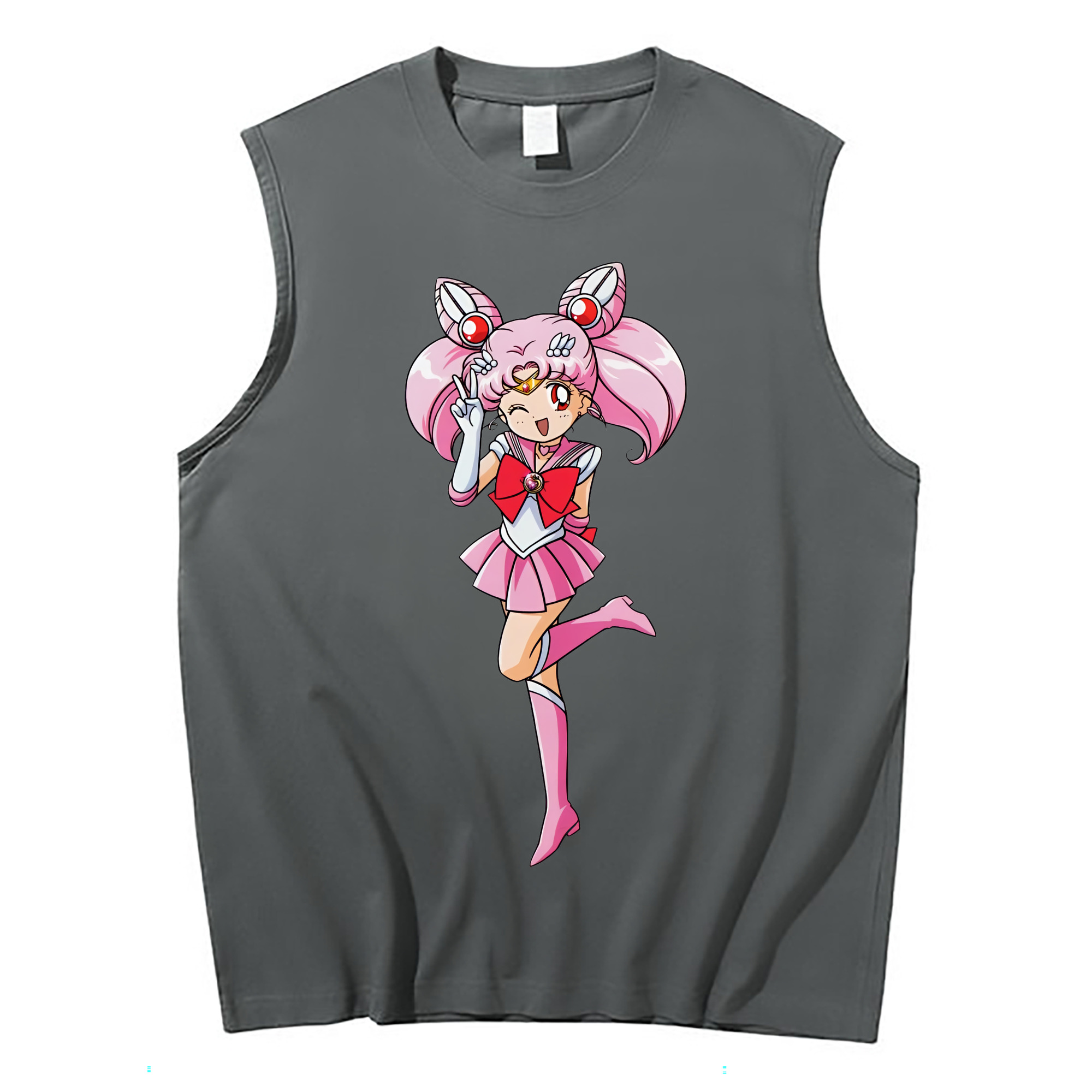 （画像用） 美少女戦士セーラームーン ちびうさ Sailor Moon Chibiusa Tsukino Usagi Small Lady Serenity コットン100％タンクトップ（フロントプリント）